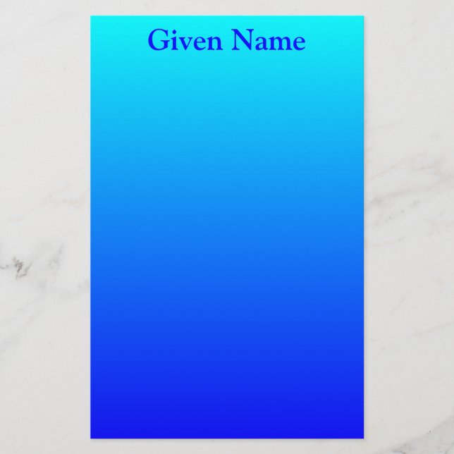 Bright Aqua Blue Personalised Ombre Stationery (Front)