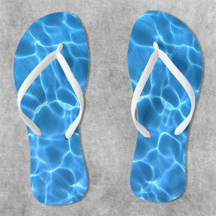 Bright Aqua Blue Swimming Pool Photo Flip Flops