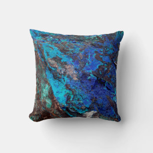 Bright Aqua Blue Turquoise Mineral Stone Cushion