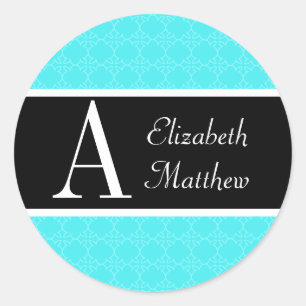 Bright Aqua Customise Last and First Name Sticker