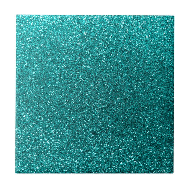 Bright aqua glitter tile (Front)