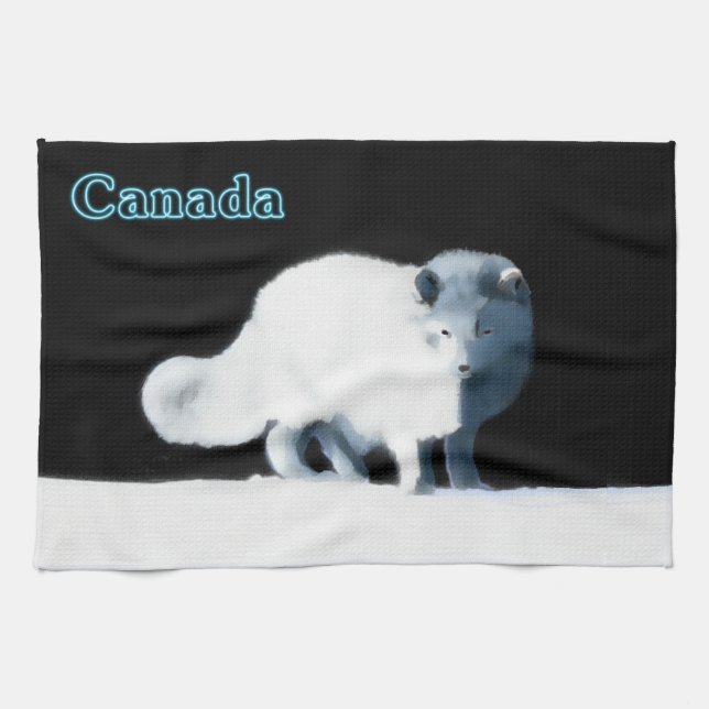 Bright Arctic Fox Tea Towel (Horizontal)