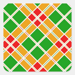 Bright Argyl red green yellow pattern accessory Square Sticker