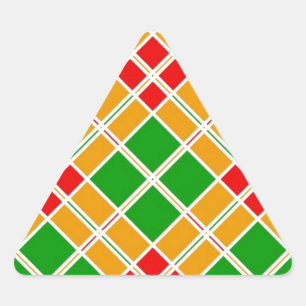 Bright Argyl red green yellow pattern accessory Triangle Sticker