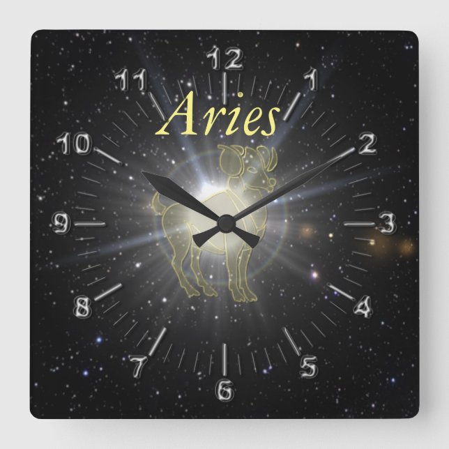 Bright Aries Square Wall Clock (Front)