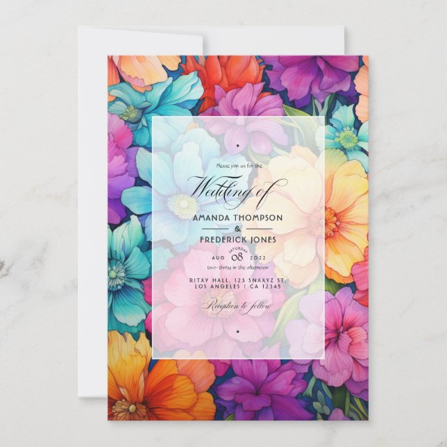 Bright Array Floral Summer Wedding Invitation (Front)