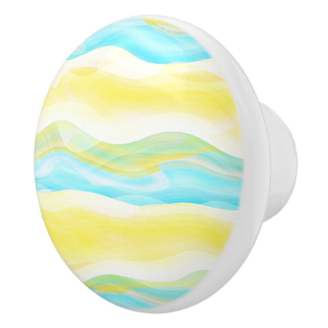 Bright Artistic Abstract Retro Cool Wave Pattern Ceramic Knob (Right)