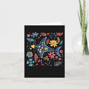 Bright Artistic Illustration Of Fish With Flowers Card