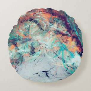 Bright artistic splashes. Abstract painting trendy Round Cushion