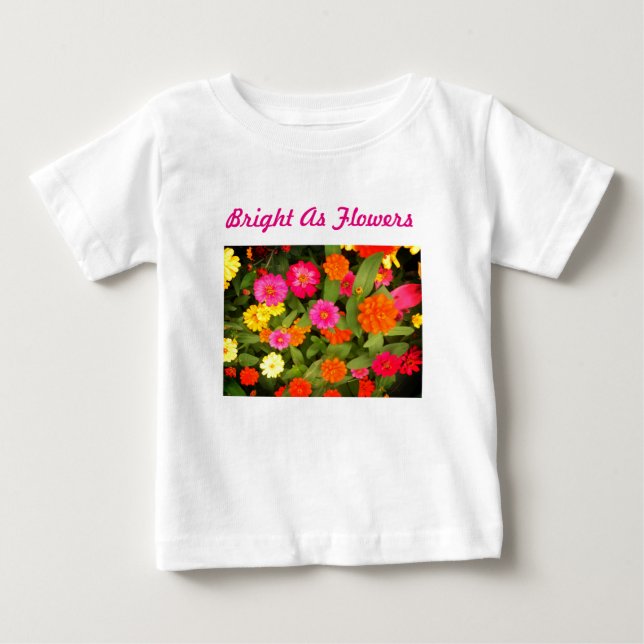 Bright as Flowers Pink Toddler Ruffle Tee (Front)