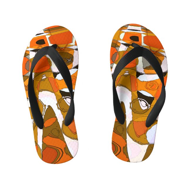 Bright autumn circles: abstract pattern. kid's flip flops (Footbed)