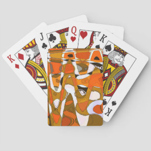 Bright autumn circles: abstract pattern. playing cards