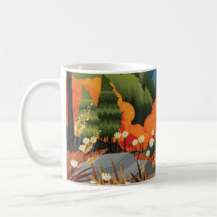 Bright Autumn Landscape Illustration Coffee Mug
