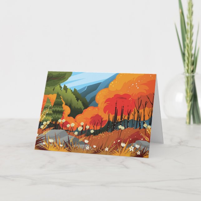 Bright Autumn Landscape Illustration  Holiday Card (Front)