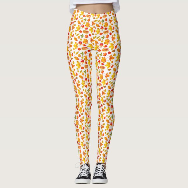 Bright Autumn Leaves Leggings (Front)