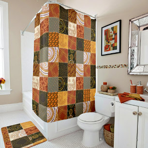 Bright autumn patchwork shower curtain