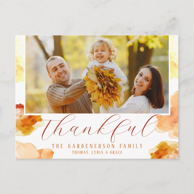 Bright Autumn Thankful Photo   Postcard (Front)