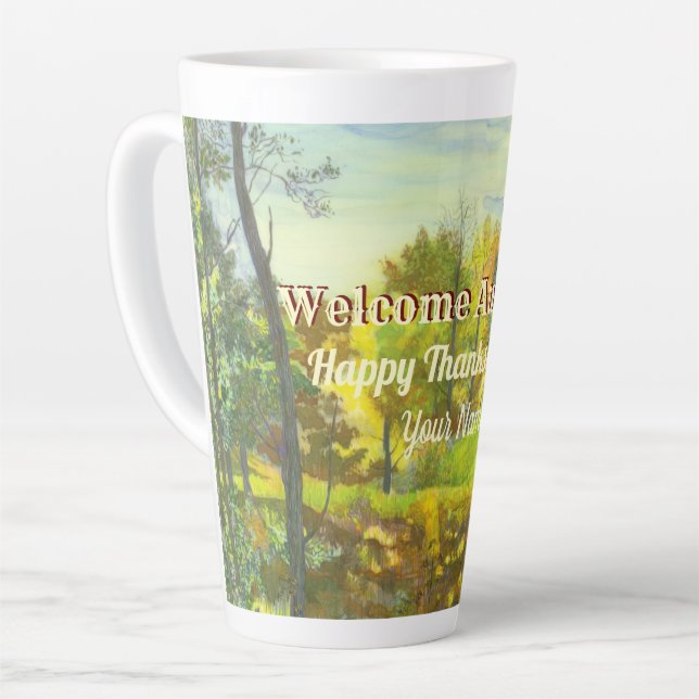 Bright Autumn watercolor Latte Mug (Left Angle)