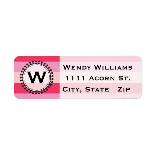 Bright Awnings Pink Monogram Address Labels (Front)