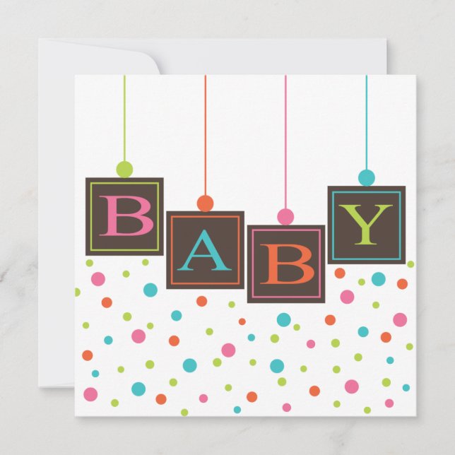 Bright BABY Blocks of Colours Neutral Baby Shower Invitation (Front)