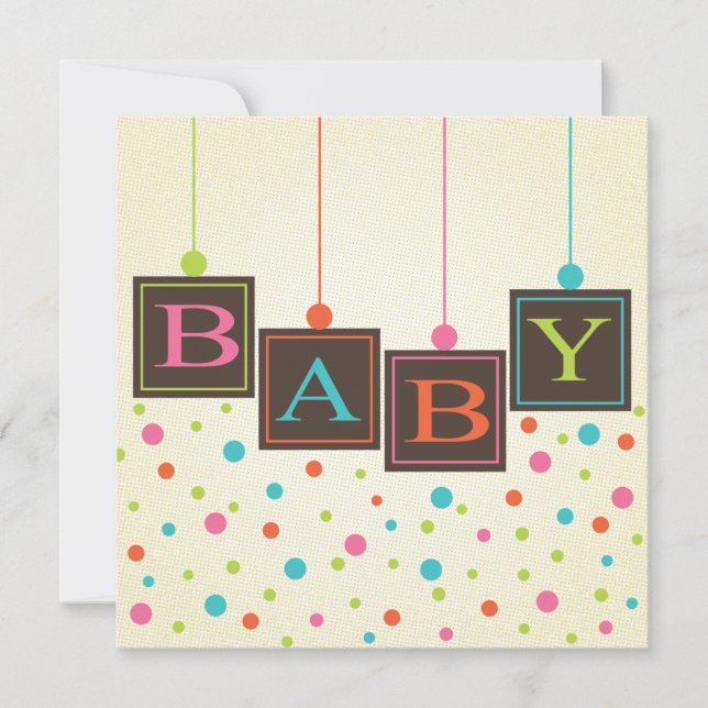 Bright BABY Blocks of Colours Neutral Baby Shower Invitation (Front)