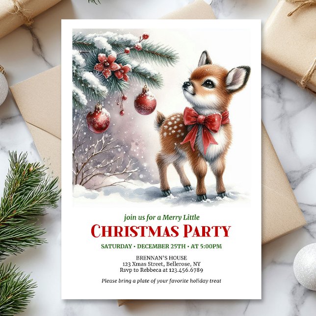Bright baby fawn Christmas kids invitation digital (Bright baby fawn Christmas kids invitation digital download template)