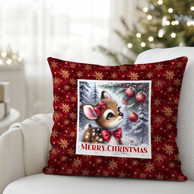 Bright Baby Fawn Winter Scene Kids Room Decor Xmas Cushion (Bright Baby Fawn Winter Scene Kids Room Decor Christmas Pillow

)