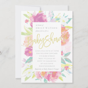 Bright Baby Shower Invitation Floral Watercolor