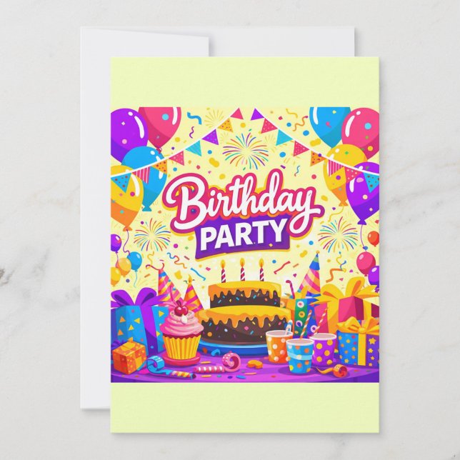 Bright Balloons Birthday Bash Invitation  ("Bring on the balloons, cake, and confetti!)