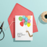 Bright Balloons Custom Happy Birthday Card<br><div class="desc">A cluster of bright and colourful balloons are held lightly in a retro style,  brown hand and easy to personalise text gives you the control to create a one-of-a-kind birthday card for any friend.</div>