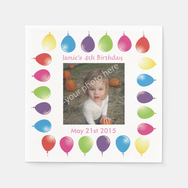 bright balloons customisable serviettes napkins (Front)