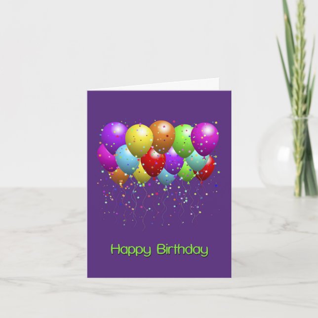 Bright Balloons Happy Birthday Card (Front)