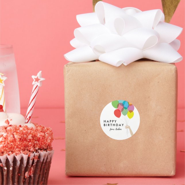 Bright Balloons Happy Birthday Classic Round Sticker (Party)