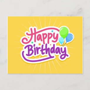 Bright Balloons Happy Birthday Postcard
