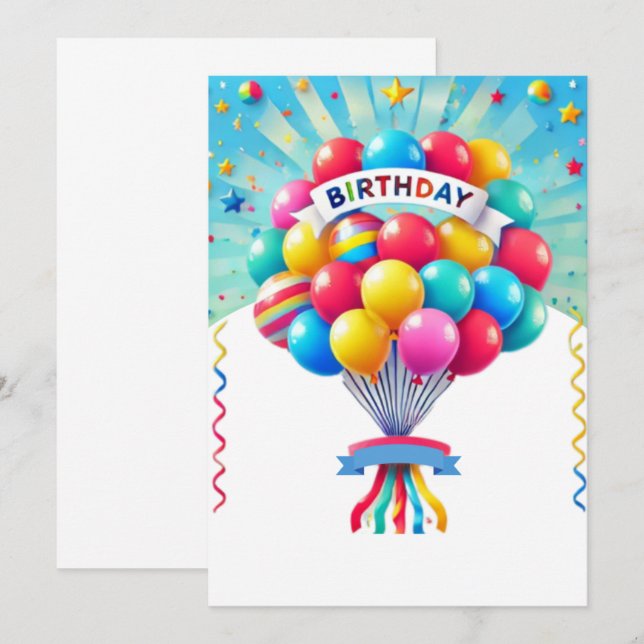 Bright Balloons Invitation (Front/Back)