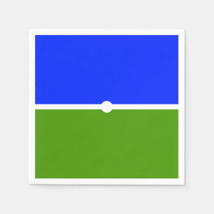 Bright Banded Lime Blue Two Tone Colour Blocks Napkin