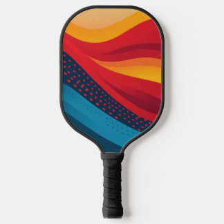 Bright bands of colour with dot patterns pickleball paddle