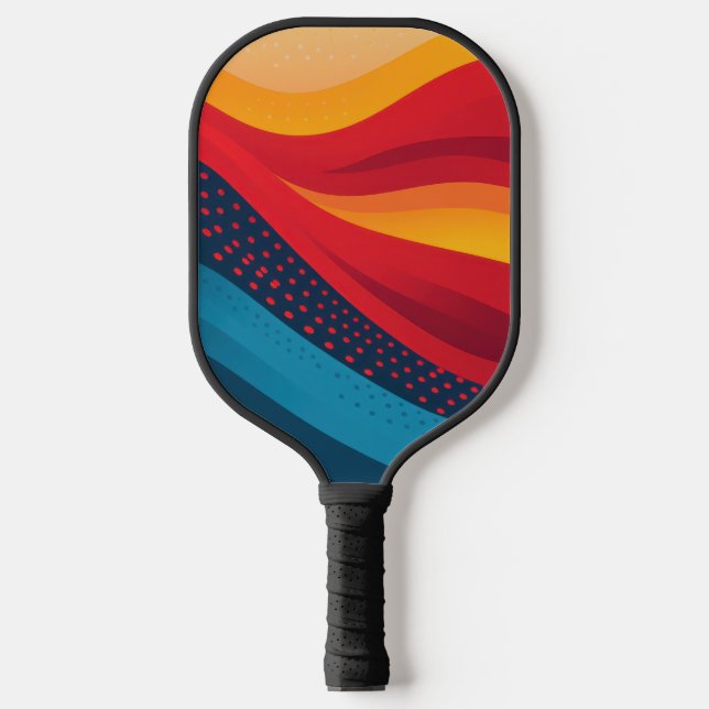 Bright bands of colour with dot patterns pickleball paddle (Front)