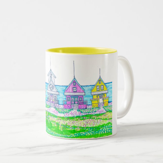 Bright Beach Cottage Yellow Mug (Front Right)