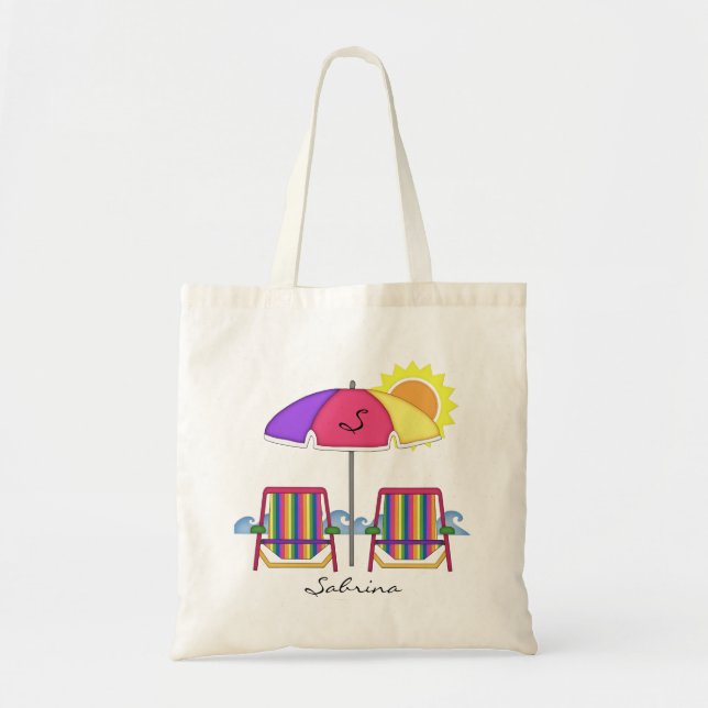 Bright Beach Umbrella Tote Bag (Front)