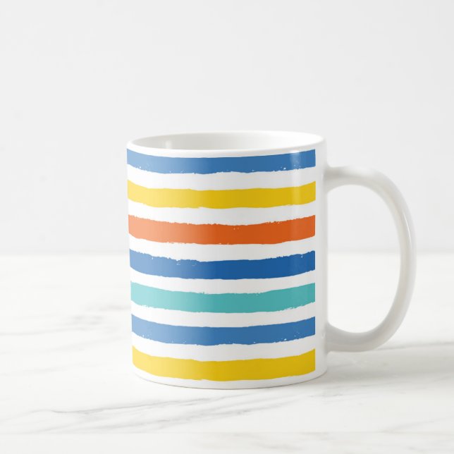 Bright Beachy Striped Pattern Coffee Mug (Right)