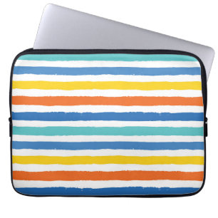 Bright Beachy Striped Pattern Laptop Sleeve