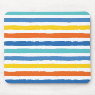 Bright Beachy Striped Pattern Mouse Mat