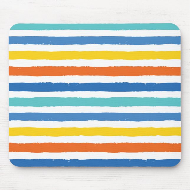 Bright Beachy Striped Pattern Mouse Mat (Front)