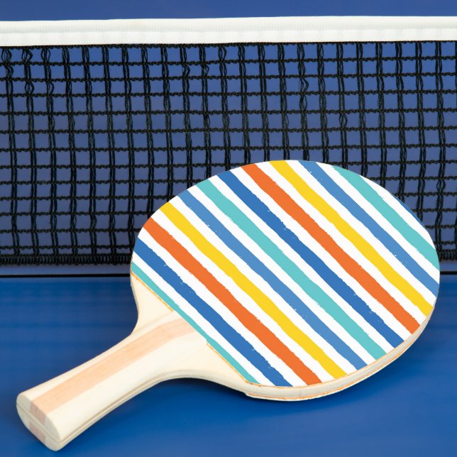 Bright Beachy Striped Pattern Ping Pong Paddle (Insitu)