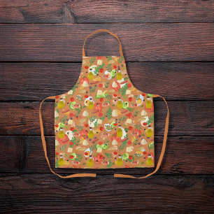 Bright, beautiful salad ingredients orange-brown apron