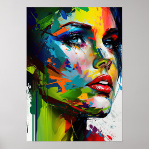 Bright Beauty Modern Painted Stylish Woman Face Poster