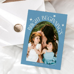 Bright Beginnings Denim Blue Arch New Years Holiday Card