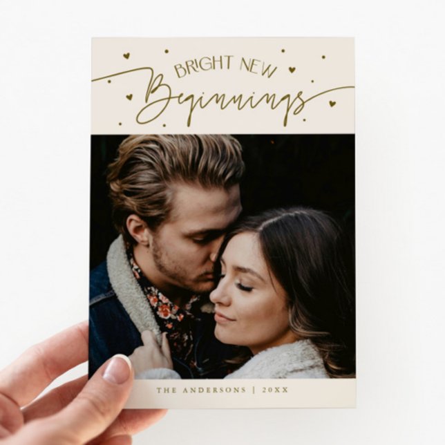 Bright Beginnings New Year Cream Photo  Holiday Card (Creator Uploaded)