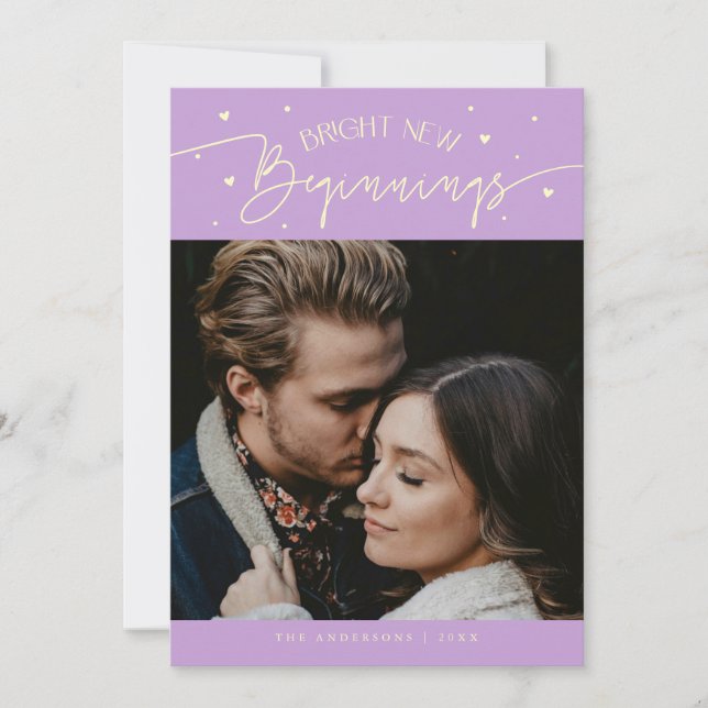 Bright Beginnings New Year Lemon Wisteria Photo  Holiday Card (Front)